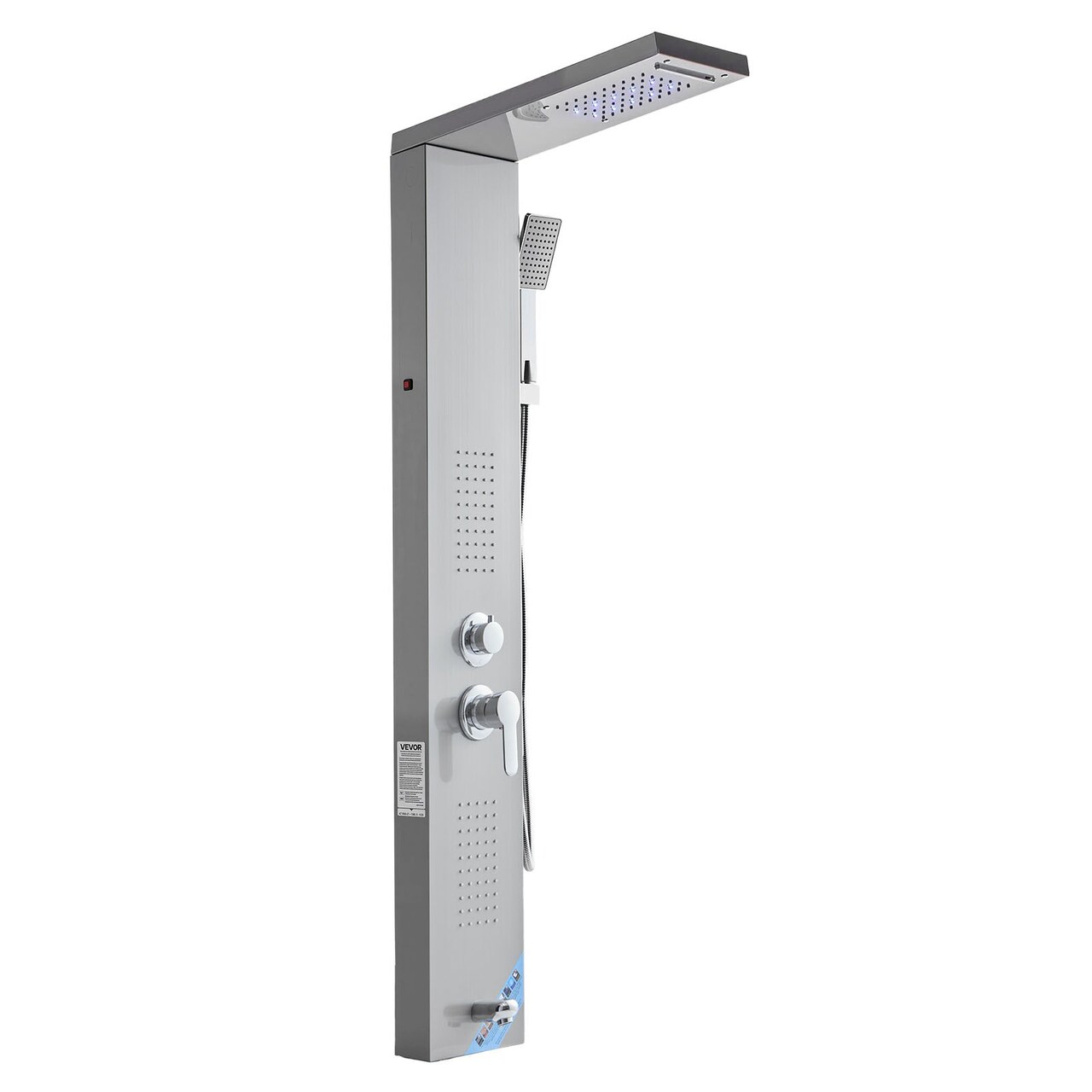 Wall Mount LED Shower Panel with Rainfall Waterfall Head and Tub Spout